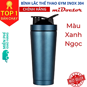 Bình Lắc Thể Thao Shaker Tập Gym Inox 304 Kèm Bóng Lò Xo