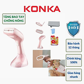 Bàn Ủi Hơi Nước Cầm Tay Bàn Là Cao Cấp An Toàn Tiện Dụng 1500W KONKA KZ-G418B(WE) Tặng Bao Tay Chống Nóng - Hàng Chính Hãng