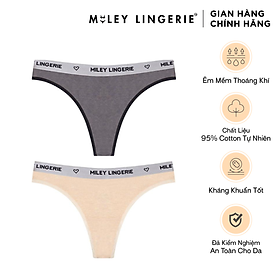 Combo 2 Quần Lót Nữ Lọt Khe Sexy Melange Cao Cấp Có Sườn Active Miley Lingerie - Màu Da và Xám Đen FMS0957 - FMS1157 - M
