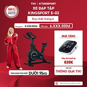 Xe đạp tập KINGSPORT Enjoy E-02 bánh đà 6kg, kháng lực từ tính êm ái, tích hợp đồng hồ đo lường chỉ số, cân nặng phù hợp dưới 80-85kg