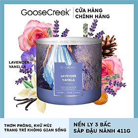 Nến ly 3 bấc sáp đậu nành Goose Creek 411g - Lavender Vanilla