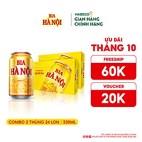 Combo 2 Thùng Bia Hà Nội - Thùng 24 lon 330ml