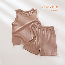 Bộ quần áo cho bé gái bé trai 0-3 tuổi style Hàn Quốc sát nách lửng cotton tăm mềm và thoáng khí dành cho mùa hè