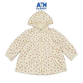 Áo Khoác có nón bé gái hoạ tiết Dâu Hồng Cotton Nhung - AICDBGRS3XC4 - AIN Closet