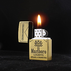 Hột quẹt bật lửa gas đá khắc nổi LOGO MARLBORO kim loại nguyên khối - xài gas