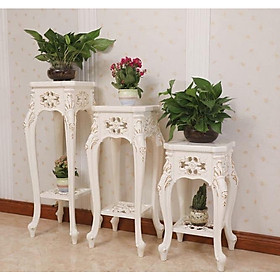 Kệ hoa trang trí kiểu dáng tân cổ điển điêu khắc họa tiết hai mặt vẽ chỉ vàng . Đa dạng về mẫu mã, kích thước, màu sắc (Kệ trang trí)