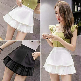 chân váy xếp ly 2 tầng có lót trong hàng quảng châu