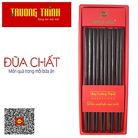 Đũa Gỗ Trắc Đen Cao Cấp Trường Thịnh Loại Đặc Biệt/ Hộp Màu Đỏ/ 10 Đôi Vuông Trơn