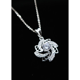 Dây chuyền Bạc Thật mặt hoa xoáy đính Pha Lê - Vòng cổ bạc nữ [TS-DC-A22]