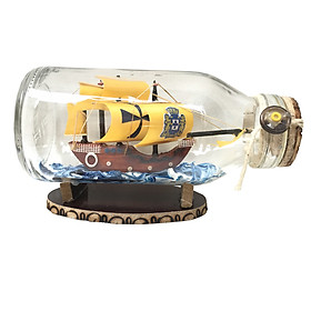 Mô hình thuyền gỗ trong chai thủy tinh kèm tiểu cảnh N2