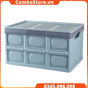Thùng đa năng gấp gọn đựng đồ cho xe hơi- Trung cấp loại 1 – Dung tích 30 Lít - Xanh, Xám