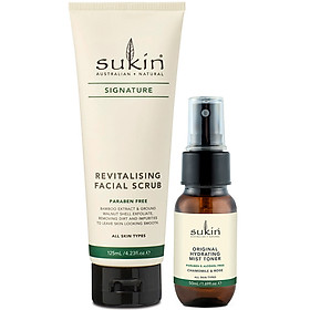 Bộ Đôi Loại Bỏ Tế Bào Chết, Cấp Ẩm Da Sukin Signature Kem Tẩy Tế Bào Chết Revitalising Facial Scrub 125ml & Nước Cân Bằng Dạng Phun Sương Original Hydrating Mist Toner 50ml