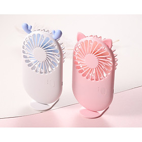 Mua Quạt Mini Cầm Tay Tai Thỏ Siêu Khỏe 7 Cánh Pin Sạc Có Đế Để Bàn Cực Mát Sử Dụng Cổng Sạc USB