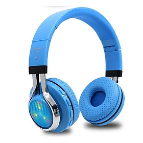 Tai nghe Bluetooth âm thanh nổi phát sáng Tai nghe không dây Tai nghe thể thao với đèn LED Thẻ TF Radio FM - blue