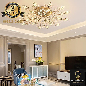Mua Đèn chùm pha lê ốp trần trang trí nội thất phòng khách cành hình hoa lá sang trọng hiện đại