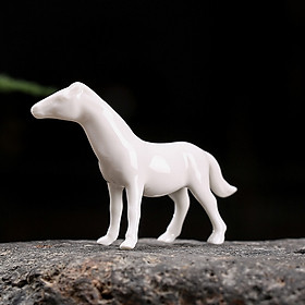 Tượng Ngựa Trắng Bộ Bạch Mã Trang Trí Trà Đạo Tiểu Cảnh Gốm Sứ Cao Cấp_ Hàng Chính Hãng