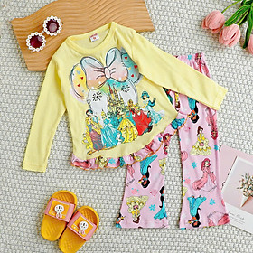 Đồ bộ bé gái, Bộ ngủ dài tay thu đông cho bé gái từ 12-40kg chất cotton hàng xuất mềm mịn mát