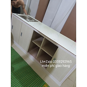 Tủ bếp mini nhựa đài Loan mặt gạch có chậu rửa