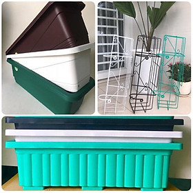 Combo 4 Bộ Chậu Nhựa Vuông Dài + móc treo treo đa năng - Multi-function Square/Long Plastic Pots Set(64-48)