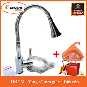 Mua Vòi Rửa Bát Cắm Chậu Ngỏng Mềm Đồng Mạ Chrome Cao Cấp - Có Dây Cấp và Chân Đồng