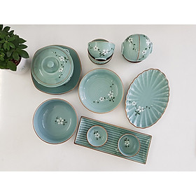 Mua Bộ Chén Dĩa 14 Sản Phẩm Men Lam Anh Đào Trắng