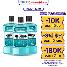 Combo 3 Nước Súc Miệng Giữ Hơi Thở Thơm Mát Listerine Coolmint 750ml