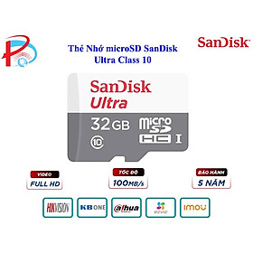 Thẻ Nhớ microSDHC SanDisk Ultra 32GB UHS-I - 100MB/s (New 2020) - Hàng Nhập Khẩu