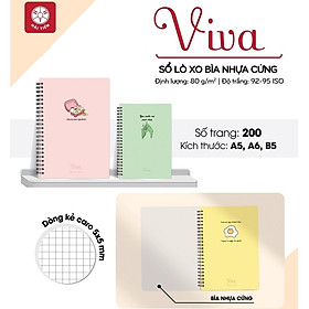 Set 5 quyển sổ lò xo caro bìa nhựa VIVA làm bujo, luyện chữ Calligraphy Hải Tiến 6539 / 6522 / 6546
