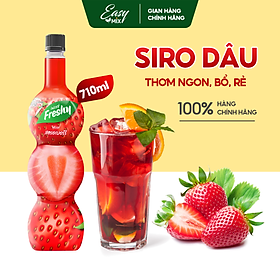 Siro Dâu Tây Freshy Strawberry Syrup Nguyên Liệu Pha Chế Trà Sữa Chai  710ml