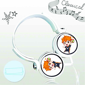 Tai nghe chụp in hình Haikyuu!! Vua Bóng Chuyền anime chibi cắm dây có mic