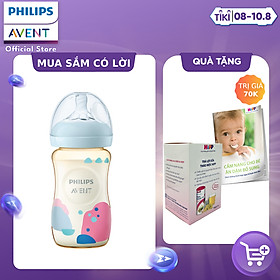 Philips Avent Bình sữa PPSU thiết kế tự nhiên 260ml cho trẻ từ 1 tháng tuổi SCF582/10