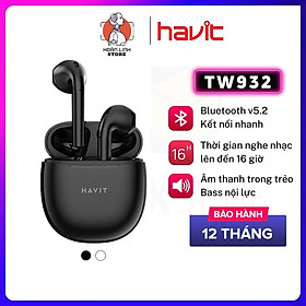 Tai Nghe Không Dây True Wireless HAVIT TW932 Bluetooth 5.2 Âm Bass Tăng