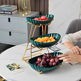 Mua Khay đựng hoa quả bánh kẹo 3 tầng sứ mạ vàng sang trọng  cao cấp
