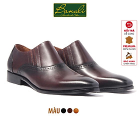 Giày Tây Lười Nam Công Sở Banuli Da Bê Italian Brogue Loafers H1SO1 (Da Veg Itali Mềm Dẻo, Đế Siêu nhẹ, Bảo Hành Trọn Đời)