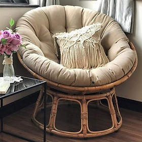 Ghế lười Tundo papasan mây thật vải bố cao cấp màu kem