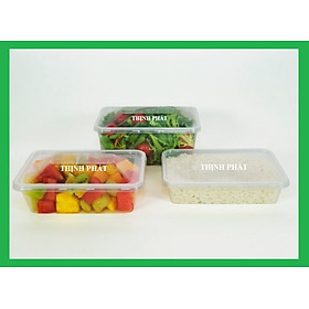 Lốc 10 hộp nhựa đựng thực phẩm chữ nhật có nắp Microwave trong suốt trữ đông an toàn- dung tích 550ml 750ml 1000ml