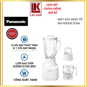 Máy Xay Sinh Tố Panasonic MX-MG53C1CRA - Công suất 700W- Dung tích 1.5L - Lưỡi dao thép không gỉ- cối xay thủy tinh/nhựa - Xay đá mịn - Hàng Chính Hãng - Bảo hành 12 tháng