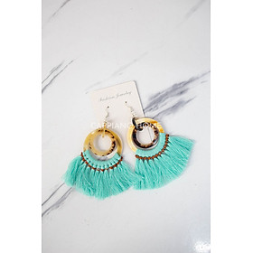 Bông tai sừng tua rua, bông tai vintage, bông tai xanh ngọc | CAPPIANO HOME