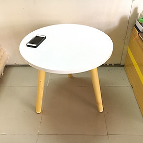 Bàn tròn trắng sofa 50x45, bàn trà, bàn cafe, coffee, cà phê, bàn salon, sopha, bàn gỗ phòng khách Pk