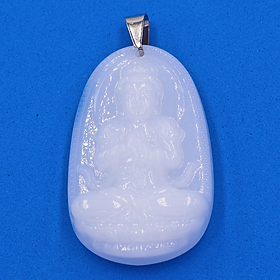 Mặt dây chuyền phật Như Lai Đại Nhật thạch anh trắng 5cm - phật bản mệnh tuổi Mùi, Thân