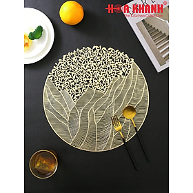 Mua Tấm lót bàn ăn  miếng lót đĩa  lọ hoa hình tròn 38cm nhựa PVC cao cấp  chịu nhiệt  chống trượt họa tiết hoa lá-E25-S006G