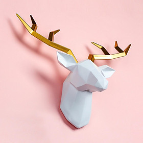 3D Resin Statue Figurines Wall Sculpture Wall Mount Decoration Elk Deer Head Wall Decor for Farmhouse Bedroom Dinning Room  Office