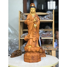 Mua Tượng phật bà quan âm bồ tát bằng gỗ hương đá liền khối kt cao 60×16×16cm