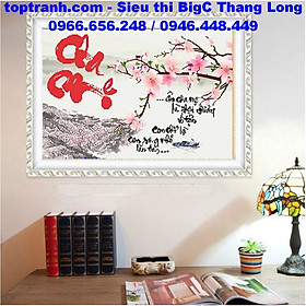 Tranh thêu chữ thập chữ cha mẹ cành đào 223021 chưa thêu