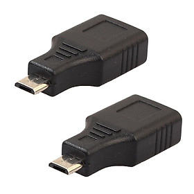2 Pieces Micro USB Male to USB Female Adapter OTG Converter For Android Cell Phones Black