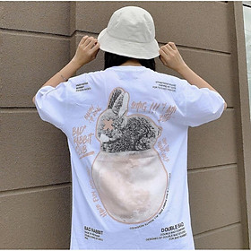 Áo thun nam nữ form rộng tay lỡ Thỏ BAD RABBIT CLUB mặt trăng in hai mặt - Bad Habits Moon Unisex Tee