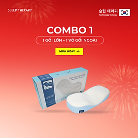 COMBO 1 Gối Sleep Therapy giảm đau vai gáy cho người lớn + 1 vỏ gối ngoài - Màu ngẫu nhiên