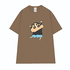 Cao cấp - Áo thun unisex bé Shin giơ 2 tay dễ thương áo thun form rộng cậu bé bút chì Shin Chan  BND212 - Nâu