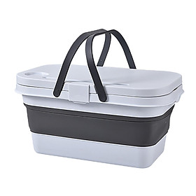 Portable Folding Picnic Basket with Handle Small Table Storage Box for Household Kitchen
