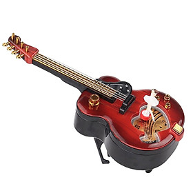 Guitar Music Box Ornament Clockwork Mechanical Windup Musical Jewelry Box